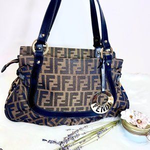 Fendi Tote Bag , Medium, Black & Brown Canvass